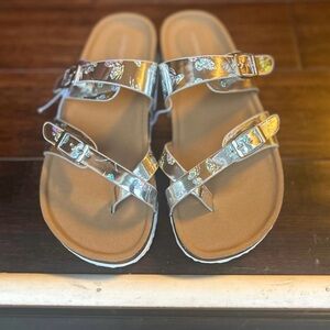 Madden Girl Silver Sandals with Butterfly Accents